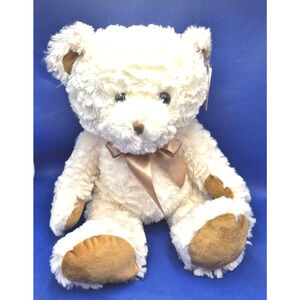 Super Soft 18" White Teddy Bear Brown Bow NEW Hug & Luv